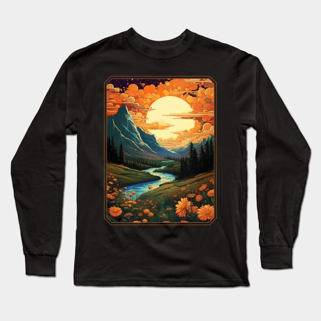 Mountain Euphoria Night Long Sleeve T-Shirt by gibah